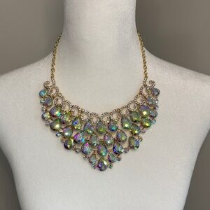 Natasha Couture Gold Necklace with Iridescent Stones